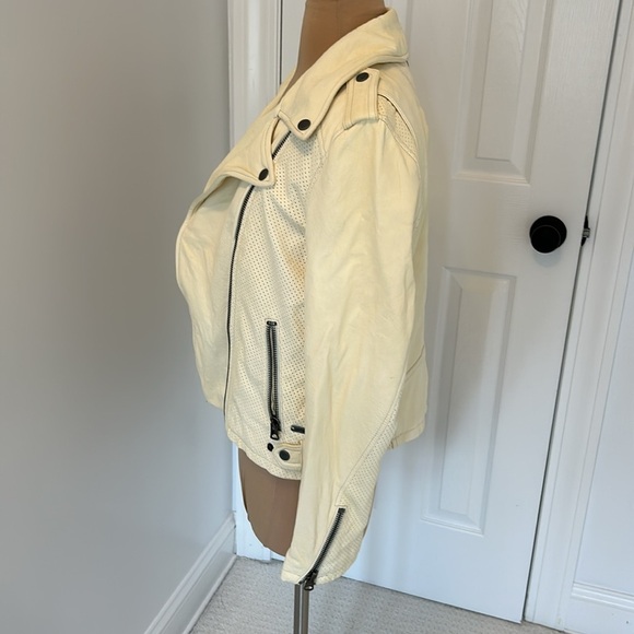 Converse Leather Moto Jacket Pale Yellow - Picture 3 of 9